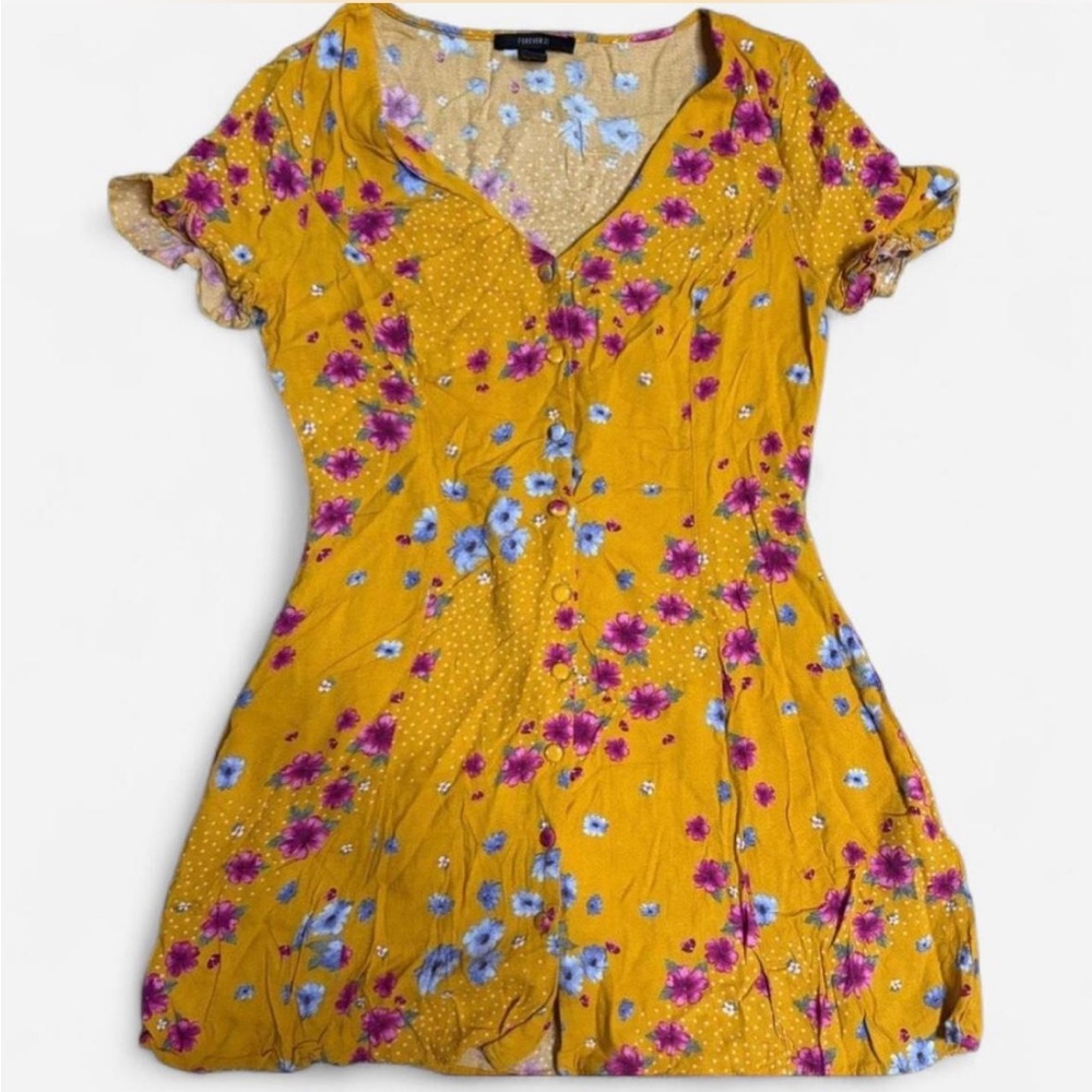 Forever 21 Yellow Floral Mini Dress